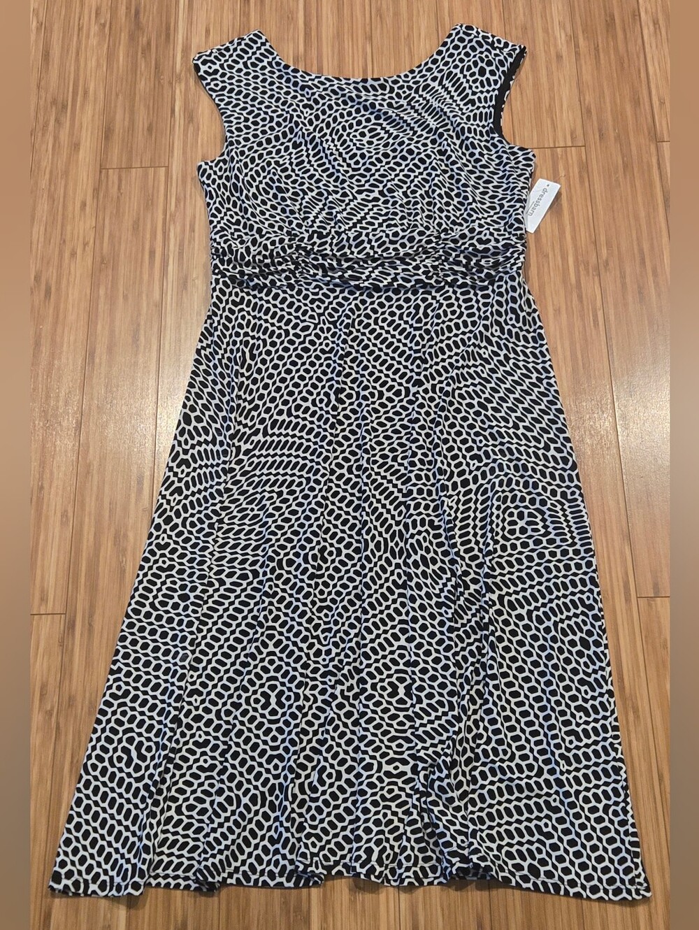 Cb Established 1962 Black and White Geometric Fit-and-Flare Dress